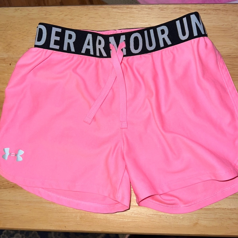 Girls Youth Medium Pink Under Armour HeatGear Shorts